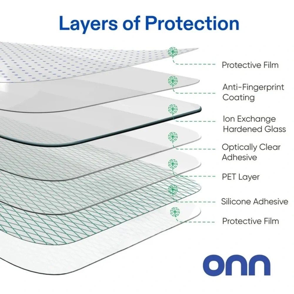 onn Durable Corning Ultimate Protection iPhone 16 Pro Max Glass Screen Protector